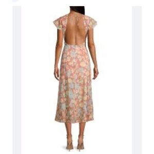 Hansen & Gretel Backless floral ￼ Cap sleeve maxi dress size S Saks fifth Ave